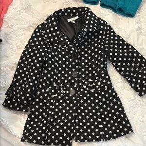 Amy Byer Black and White Polka Dot Pea Coat